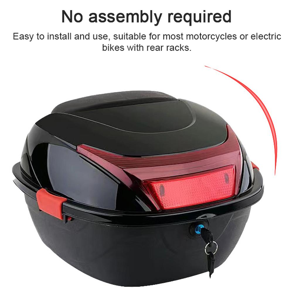 28L Motorcycle Tail Box Rear Trunk Large Capacity Motorbike Luggage Storage Case Waterproof with 2 Keys Side Snaps
