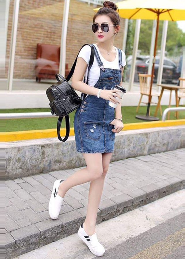 Yếm Jean Lụa Nữ Wash Cào Đáng Yêu