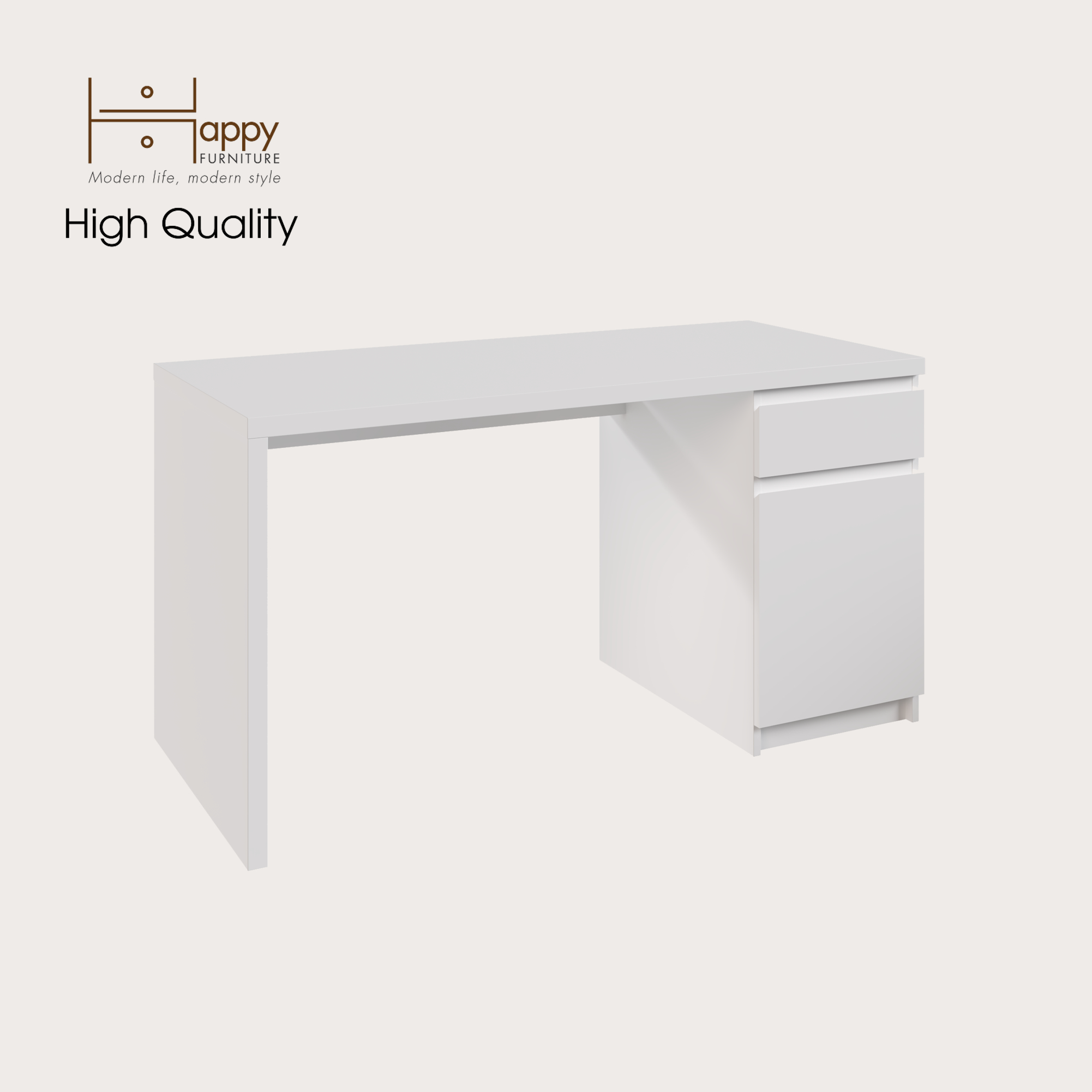 HAPPY FURNITURE , Bàn làm việc 2 ngăn đựng đồ - DOOBIE , BAN_002 , 140cm x 60cm x 73cm