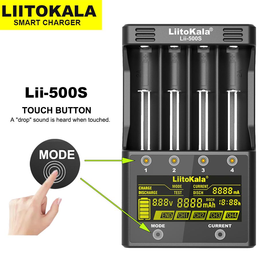 Liitokala Lii-500S LCD 3.7V 18650 18350 18500 21700 26700 20700 14500 26650 1.2V AA AAA NiMH Lithium-Pin Sạc Màu sắc: Lii-500S Trọn bộ