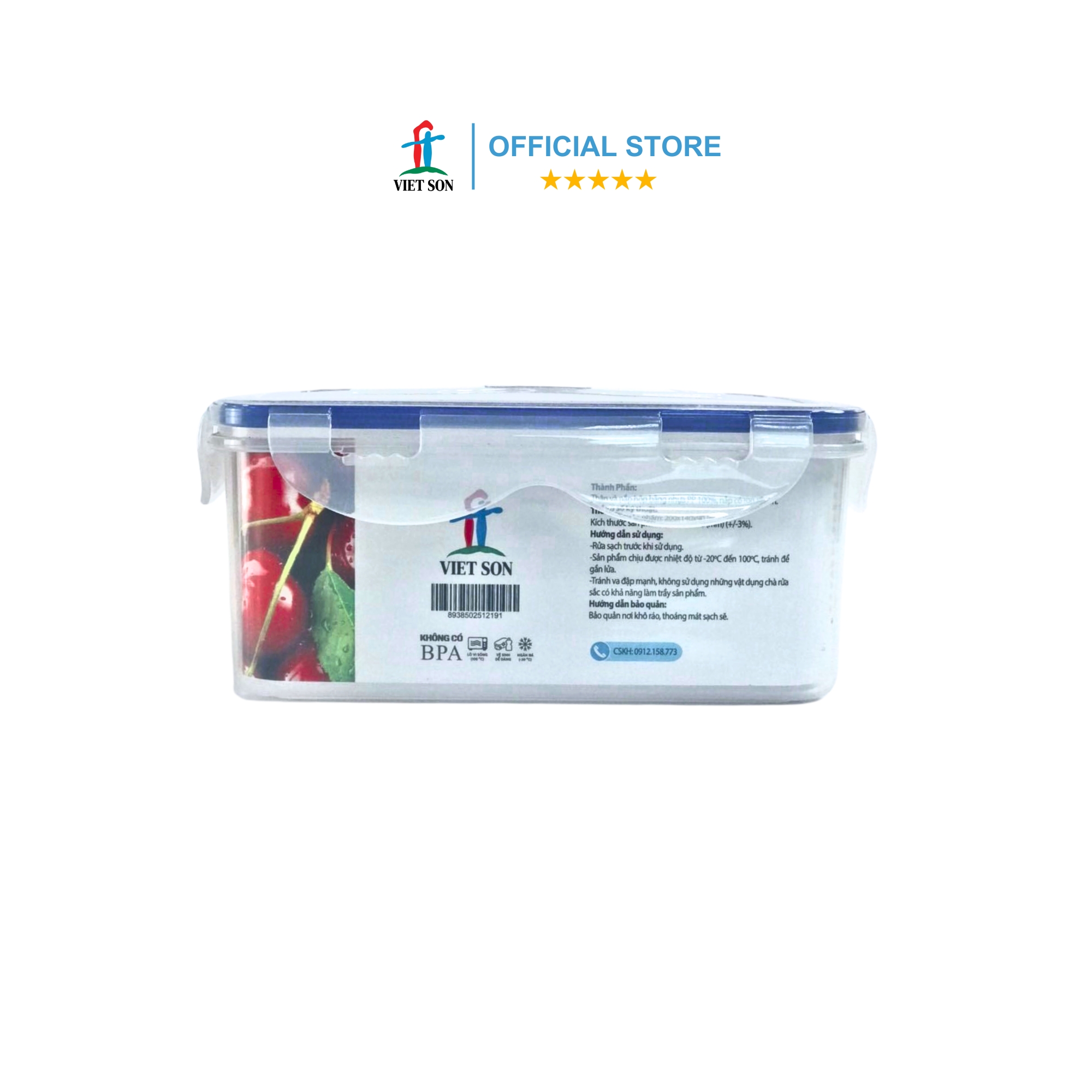 Hộp Đựng Thực Phẩm VIETSON 1600ml Nắp Khóa 4 Cạnh Kín Hơi