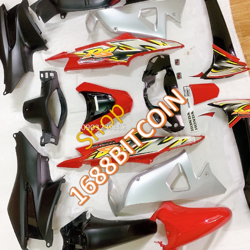 Bộ dàn áo nhựa dành cho xe wave rs 2008- S100-Alpha-50cc đời 2006 đến 2016 màu Đỏ -nhựa abs nguyên sinh cao cấp