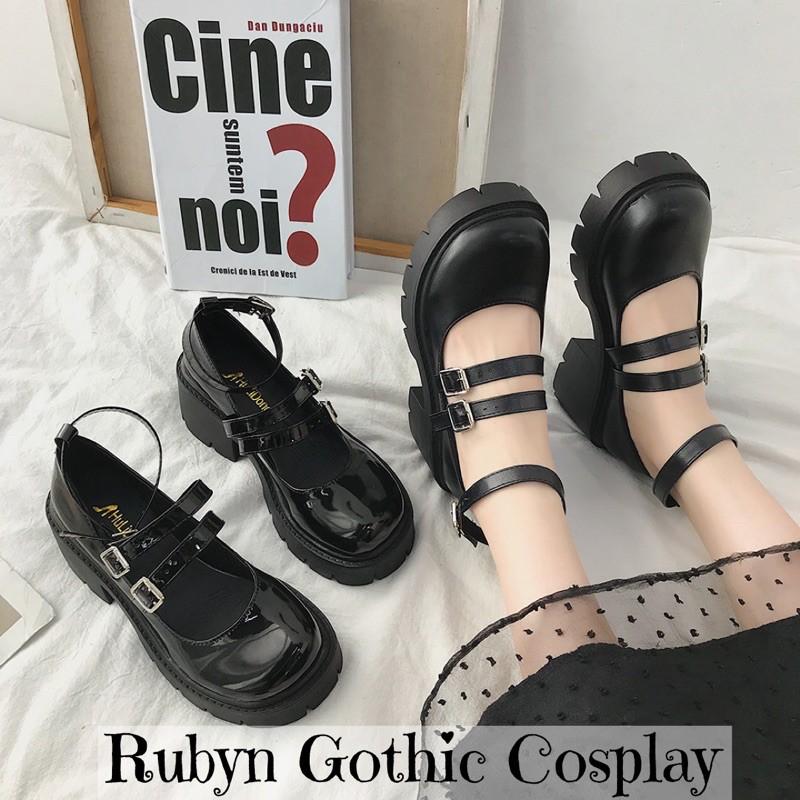 Giày Búp Bê Lolita Đế Cao Cosplay học sinh Nhật Bản ( BÓNG VÀ NHÁM )