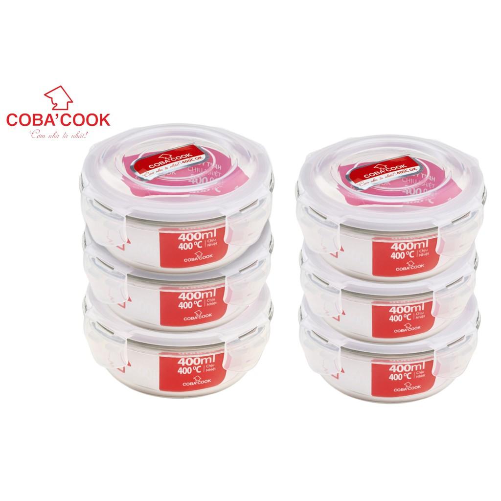 Bộ 6 hộp thủy tinh hình tròn 400 ml COBACOOK- CCR46