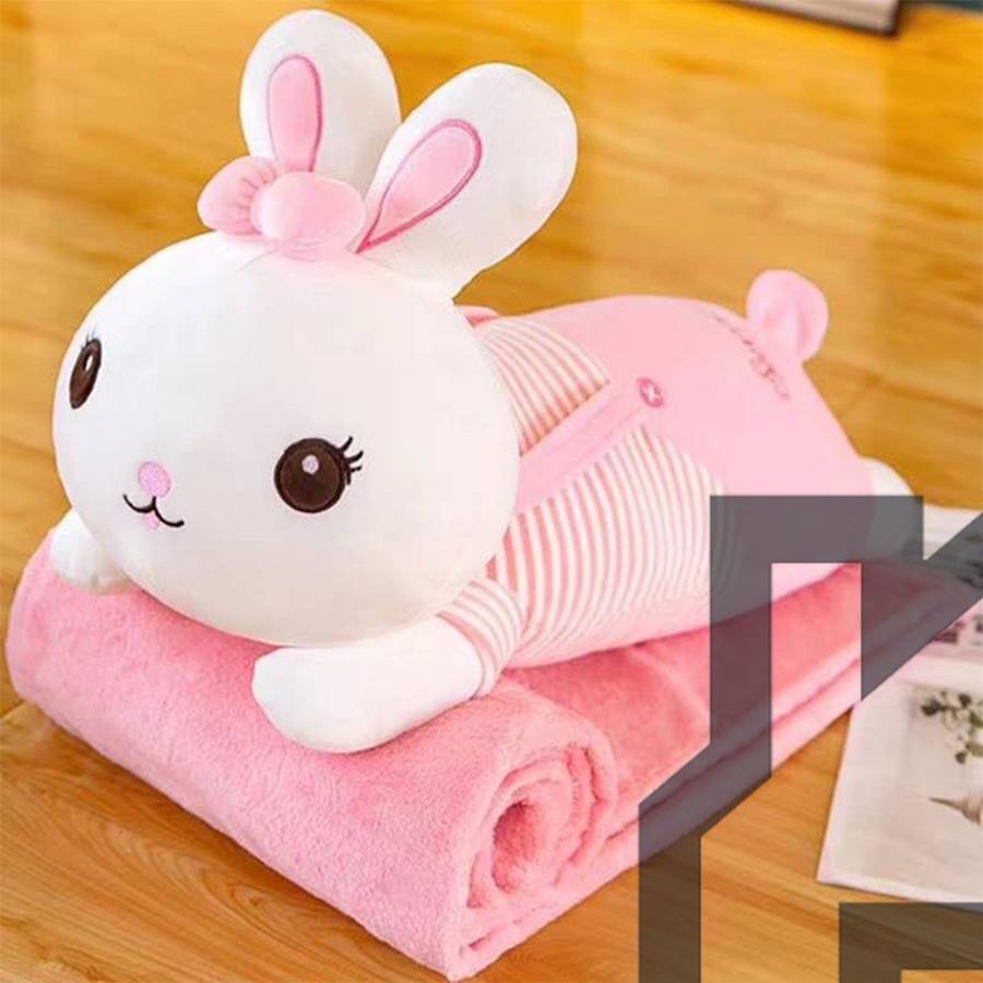 Thú Bông Cute có kèm chăn siêu mềm mịn chất vải miniso