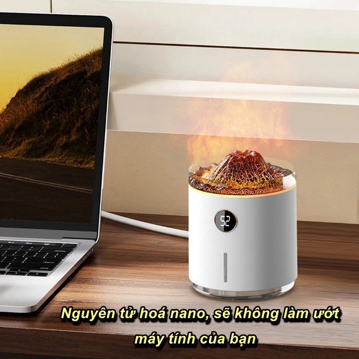 Máy Tạo Độ Ẩm Khuếch Tán Hương Thơm Volcano Smoke 350ml Đèn LED Hiệu Ứng Núi Lửa - Home and Garden