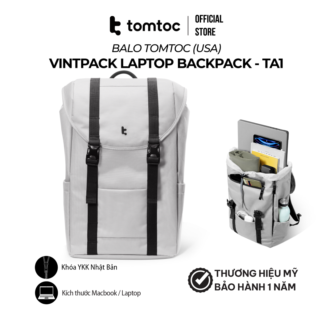 Balo Tomtoc (USA) Flap Laptop Backpack - Balo di chuyển, du lịch, thường ngày cho MacBook 16 inch và laptop 15.6