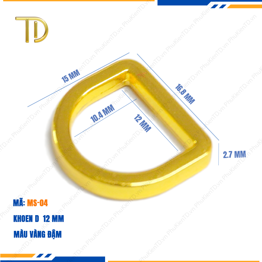 Khoen d túi xách, Khoen chữ d túi xách, Khoen bán nguyệt túi xách 12mm mạ điện độ bền 5-8 năm