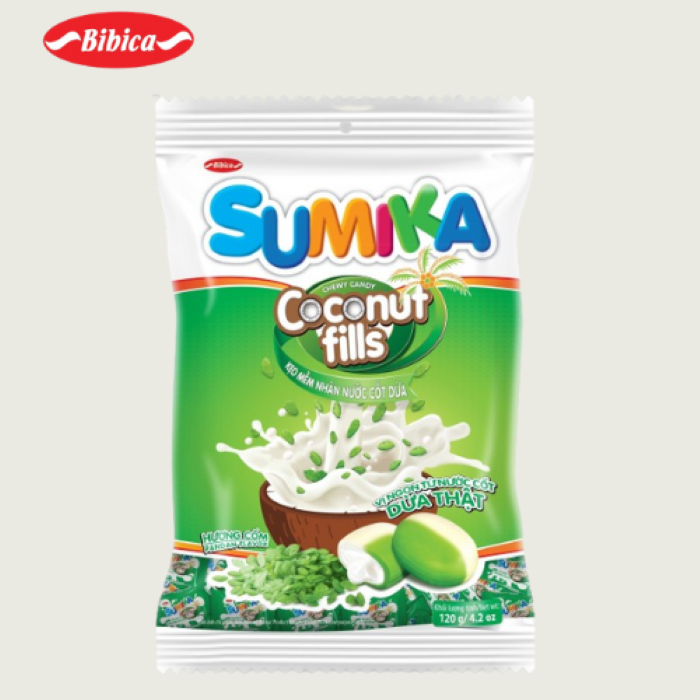 Kẹo mềm Sumika Bắp Cốm Đậu Đỏ nhân nước cốt dừa túi 120g