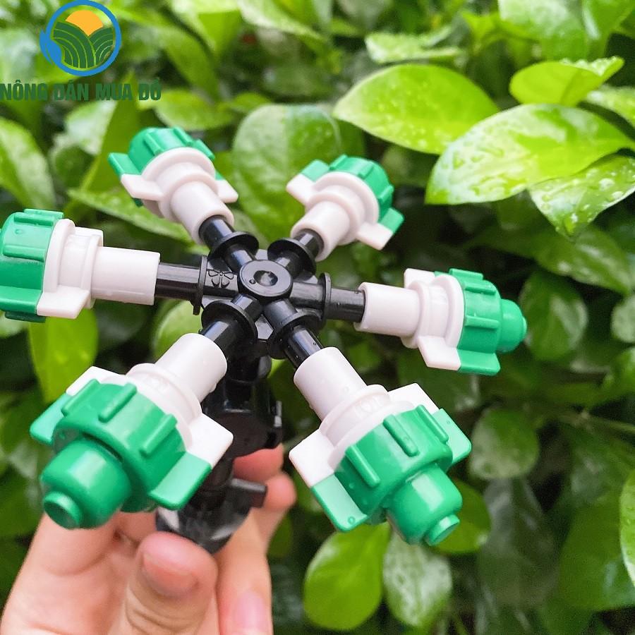 Bộ 5 Béc phun sương 6 hướng tưới cây, có van áp, chân ren 21mm