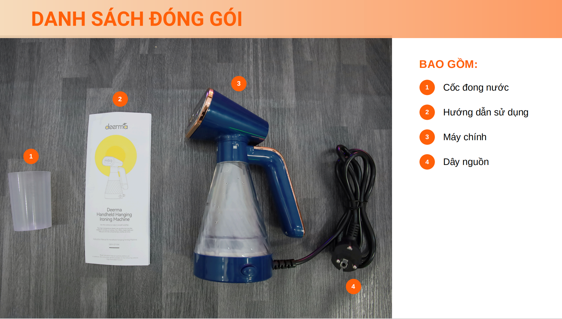 Bàn ủi hơi nước cầm tay chính hãng Deerma DEM-GT10W - Hàng nhập khẩu