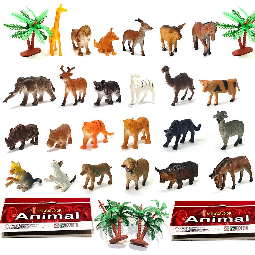Bộ 24 đồ chơi mô hình thế giới động vật Animal World cho bé trên 3 tuổi chất liệu nhựa dẻo an toàn