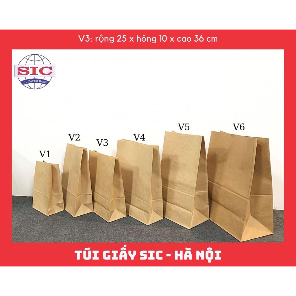 100 CHIẾC TÚI GIẤY KRAFT V3: 25x10x30 KHÔNG QUAI