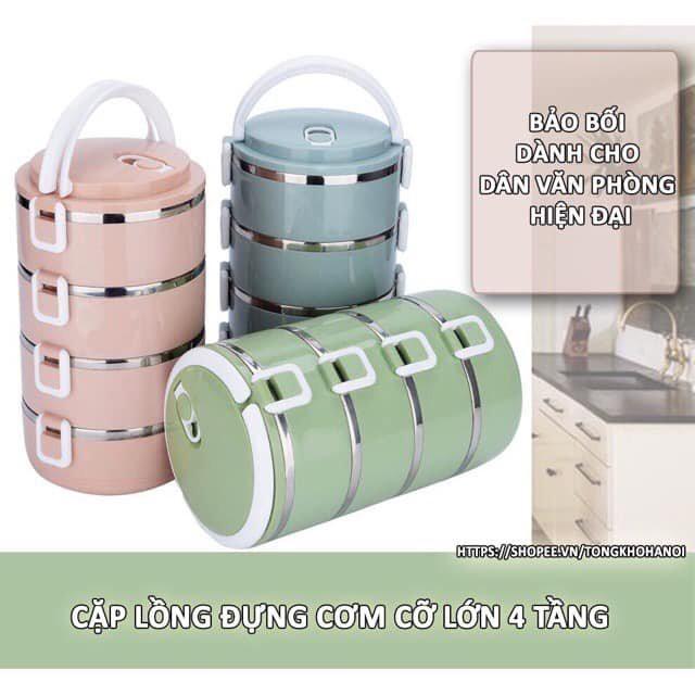Hộp Đựng Cơm Cặp Lồng Cơm Giữ Nhiệt Lúa Mạch Ruột Inox Tiện Lợi