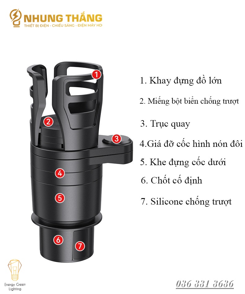 Khay Đựng Cốc Đồ Uống , Thức Ăn trên Ô tô - Xoay 360 độ - Đa Năng , Tiện Lợi - Có Video