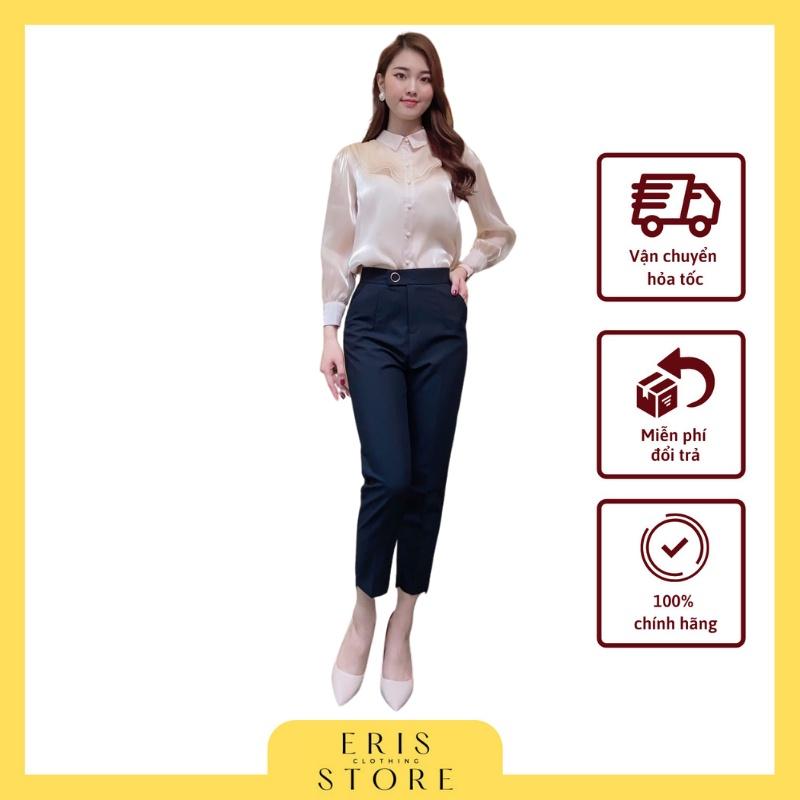 Quần vải nữ đai tròn gấu lệch Eris