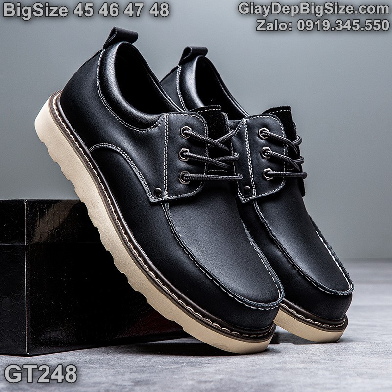 Giày da công sở, giày tây đế phẳng cỡ lớn 45 46 47 48 cho nam cao to chân ú bè. Big size leather shoes for wide feet