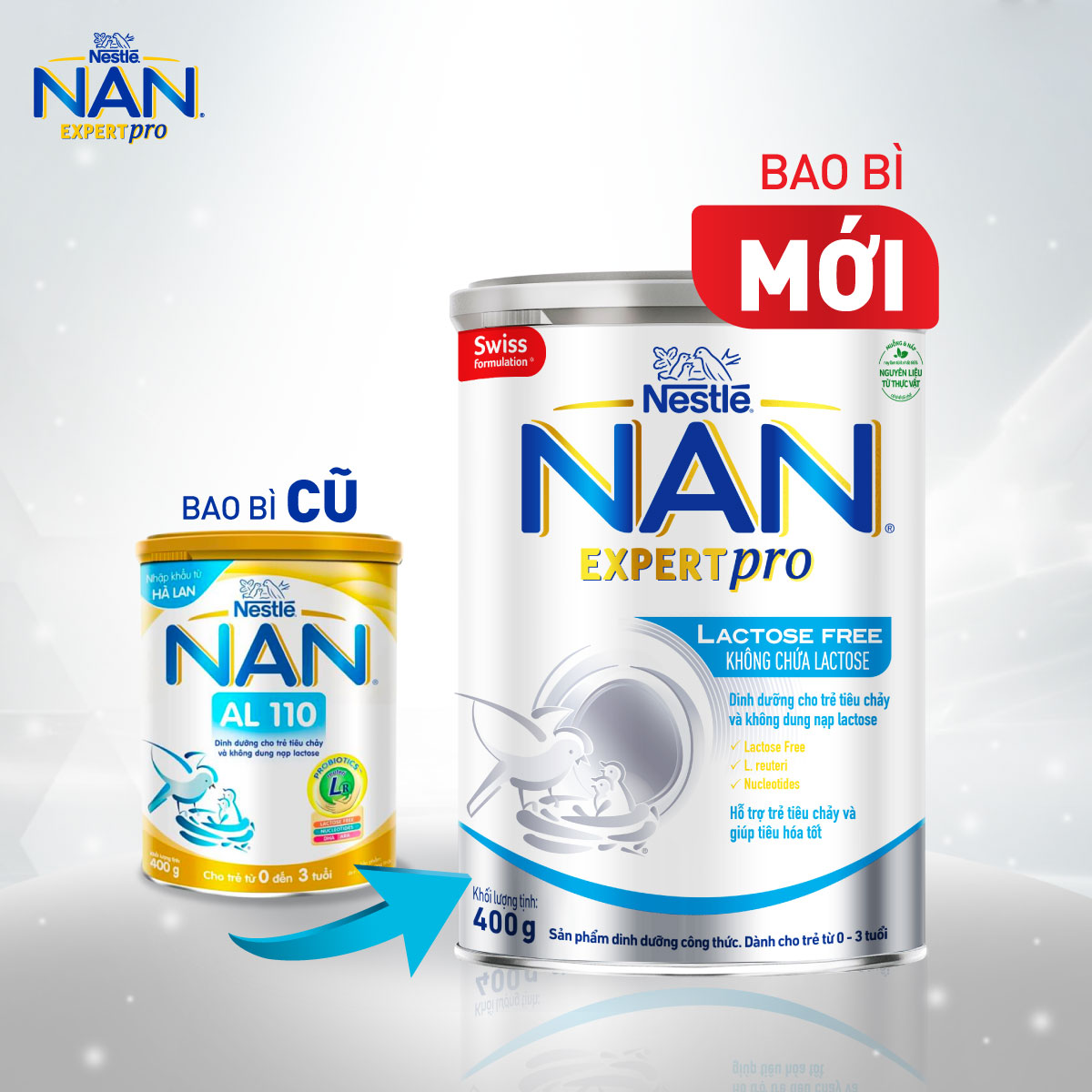 Sữa Bột đặc trị NAN Expert Pro Lactose Free lon 400g – Công thức giúp trẻ nhanh hồi phục sau tiêu chảy