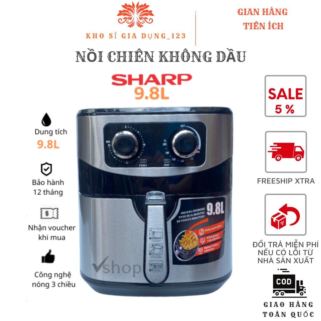 Nồi Chiên Không Dầu Nồi Nướng Lò Nướng Sharp KS21603 Loại 9.8 Lít - Dung Tích Siêu Lớn, Công nghệ Chiên 360 Độ