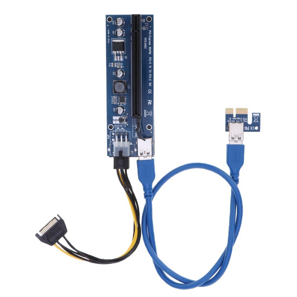 PCIE Riser 1X to 16X Graphics Extension - for GPU Mining Powered Riser Adapter Card, with USB 3.0 Cable, Electrical Main