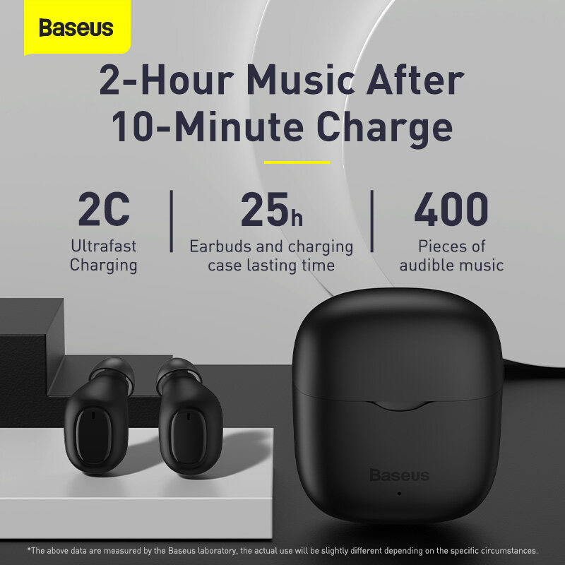 Tai nghe không dây Baseus WM12 TWS Tai nghe Bluetooth 5.1 Tai nghe không dây âm thanh nổi cho iPhone 13 Pro Max Tai nghe chơi game cảm ứng của Samsung Xiaomi-Hàng Chính Hãng