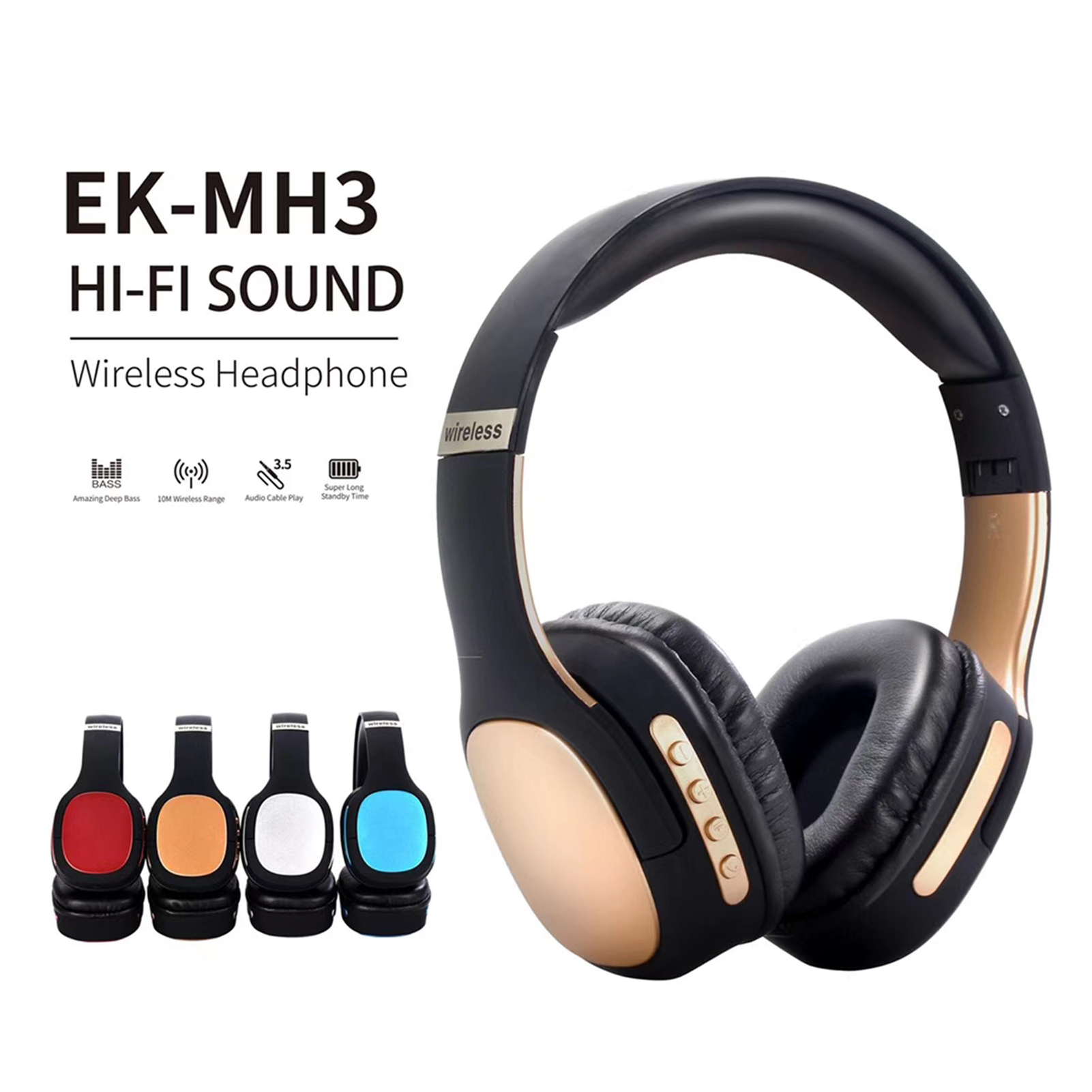 Tai Nghe Không Dây BT5.0 Mh3 Với Micrô Nút Âm Thanh Nổi HiFi