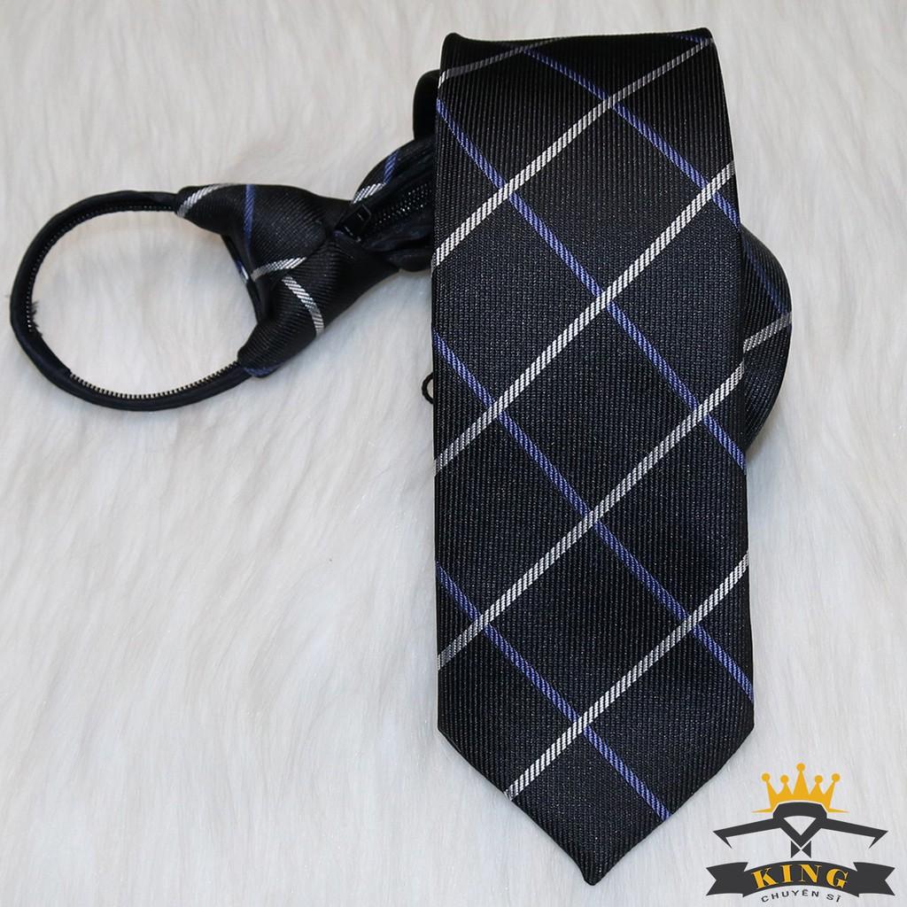 Cà vạt đen KING caravat nam công sở và chú rể bản nhỏ 6cm thắt sẵn style hàn quốc C020