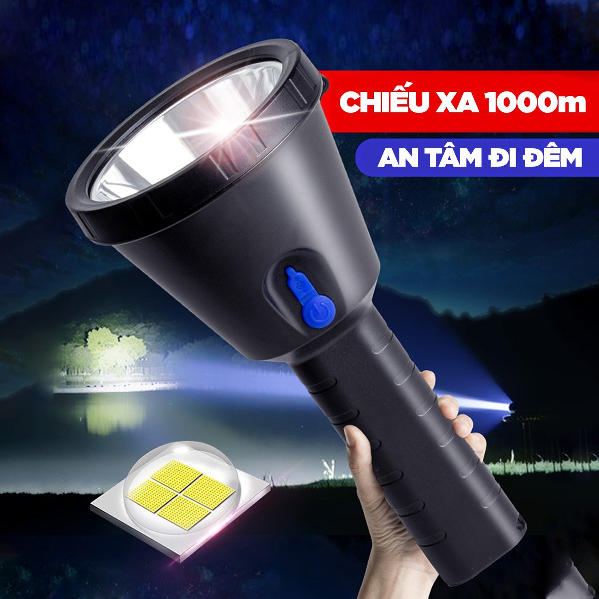 Đèn Pin Siêu Sáng XK Chiếu Xa 1000M Xé Tan Bóng Tối ...Khám Phá Mới
