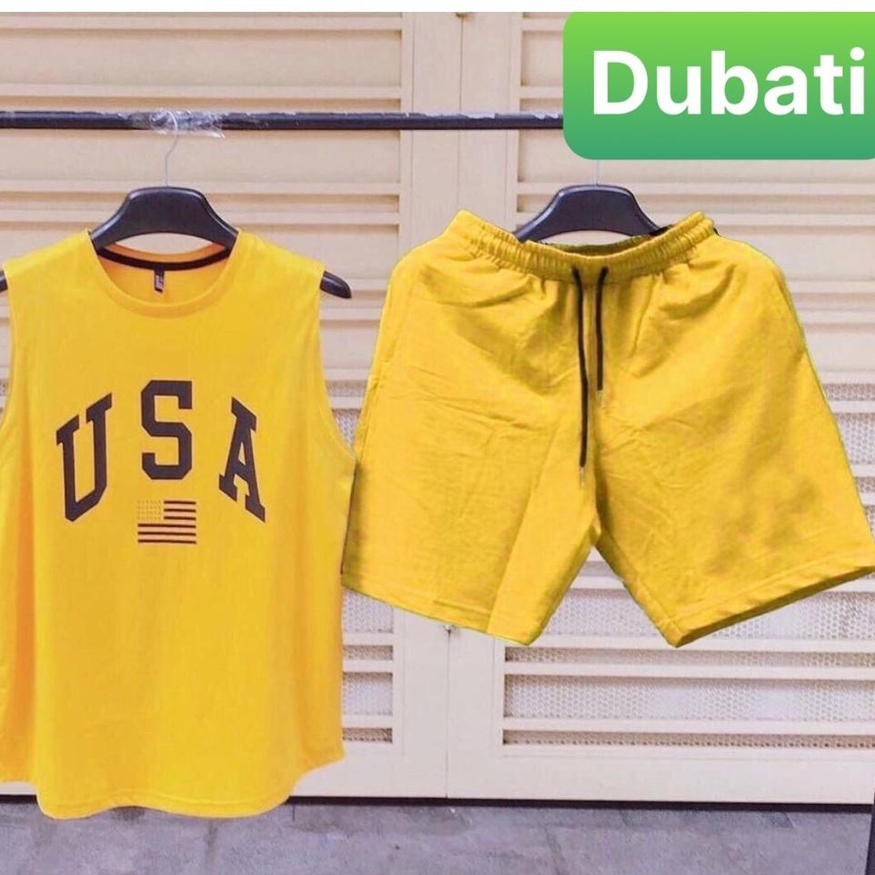 ĐỒ BỘ THỂ THAO BA LỖ USA NAM, SET ĐỒ BỘ CHẤT VẢI SIÊU THOÁNG MÁT HOT TREND - DUBATI FASHION