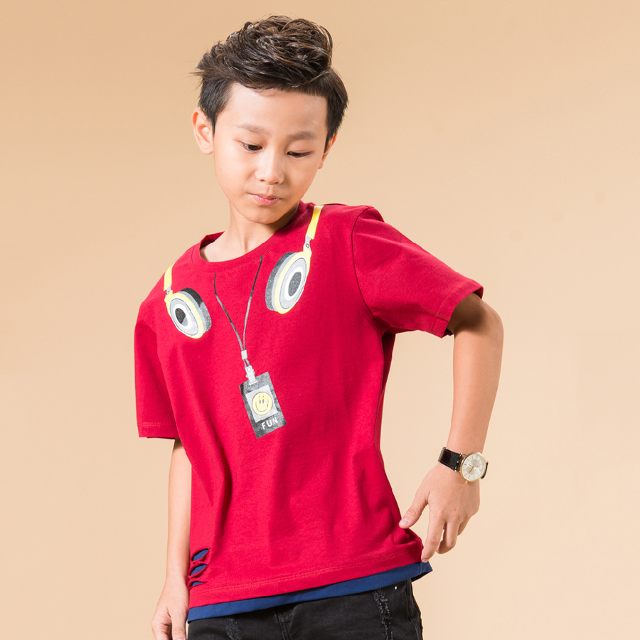 Áo Thun Bé Trai Tay Ngắn In Hình Tai Nghe UGETHER UN04