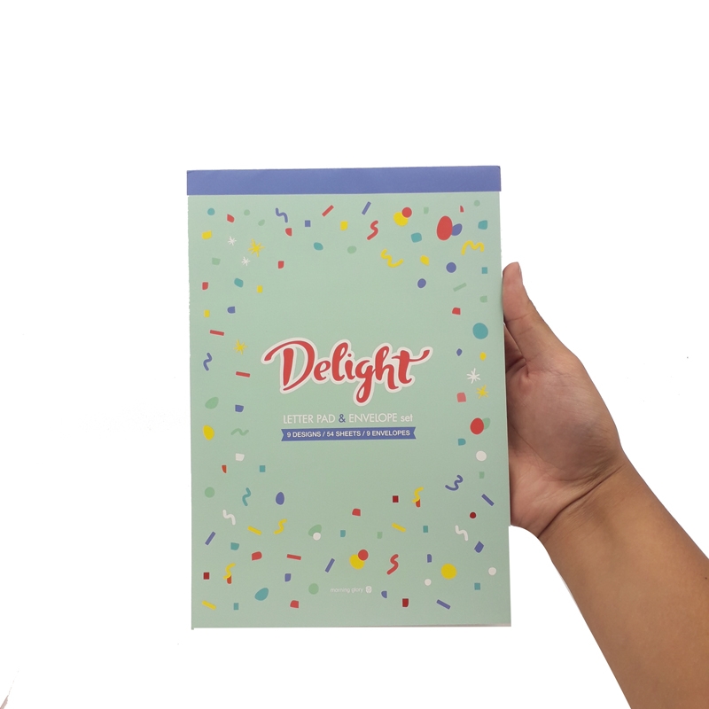 Giấy Viết Thư Kèm Bao Thư Delight - Morning Glory 79248 - Mẫu 4 - Bìa Xanh Mint - Gáy Xanh Dương