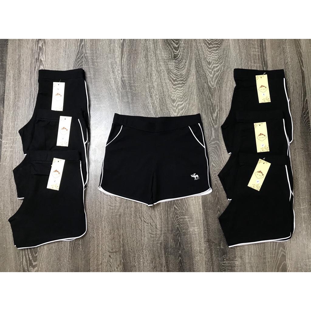 Quần đùi nữ cạp chun đen năng động vải co giãn tốt short thể thao kiểu trơn basic