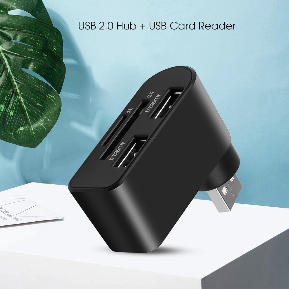 Hub chia 2 cổng USB 2.0 có đầu đọc thẻ TF SD chuyên dụng
