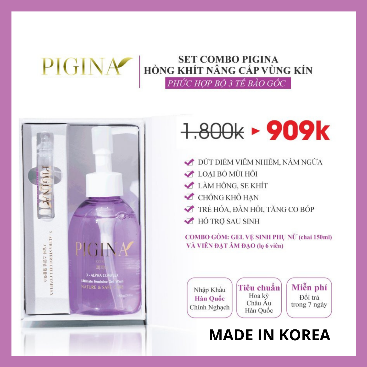 [Chính hãng] Set combo Vệ sinh phụ nữ PIGINA Freeship