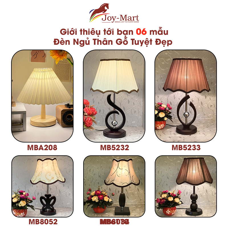 Đèn Ngủ Để Bàn Thân Gỗ Trang Trí Phòng Ngủ Decor Phong Cách Bắc Âu Độc Đáo - Đèn Bàn Phòng Ngủ Đế Gỗ Cao Cấp Kèm Bóng LED Tiết Kiệm Điện