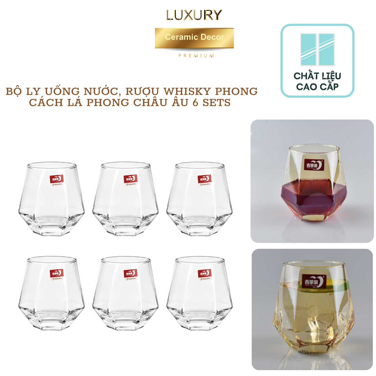 Bộ Ly Uống Nước, Whisky 6 Sets DECOR LUXURY - Hàng Nhập Khẩu