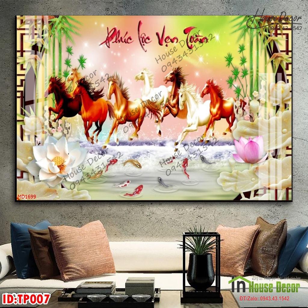 Tranh dán tường 3d Mã Đáo Thành Công - Tranh trang trí phòng khách chất liệu decal keo sẵn bóc dán - md1699