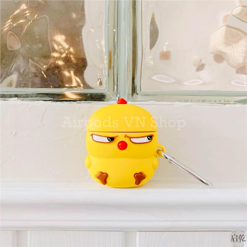 Bao Case Ốp dành cho Airpods 1/2 & Airpods Pro gà vàng mặt ngầu silicon 3D cao cấp