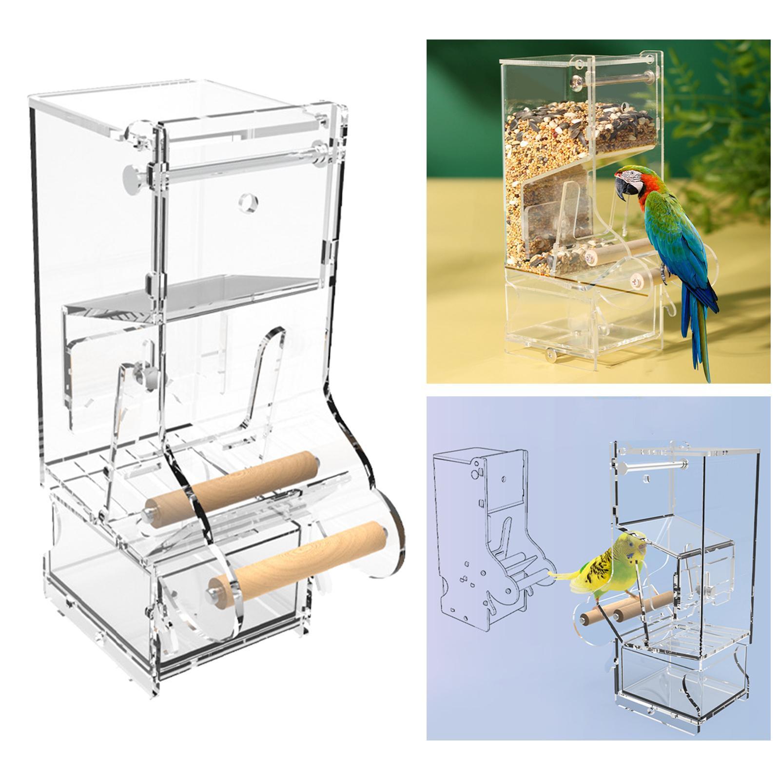 Bird Feeder Cage Hanging Transparent Food Dish Acrylic for Canaries
