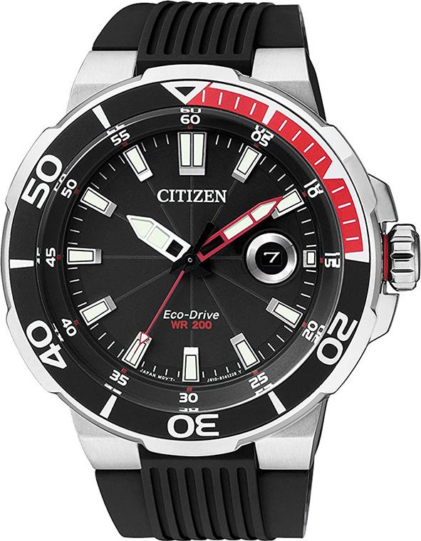 Đồng Hồ Citizen Nam Dây Cao Su Máy Eco-Drive AW1420-04E - Mặt Đen (46mm)