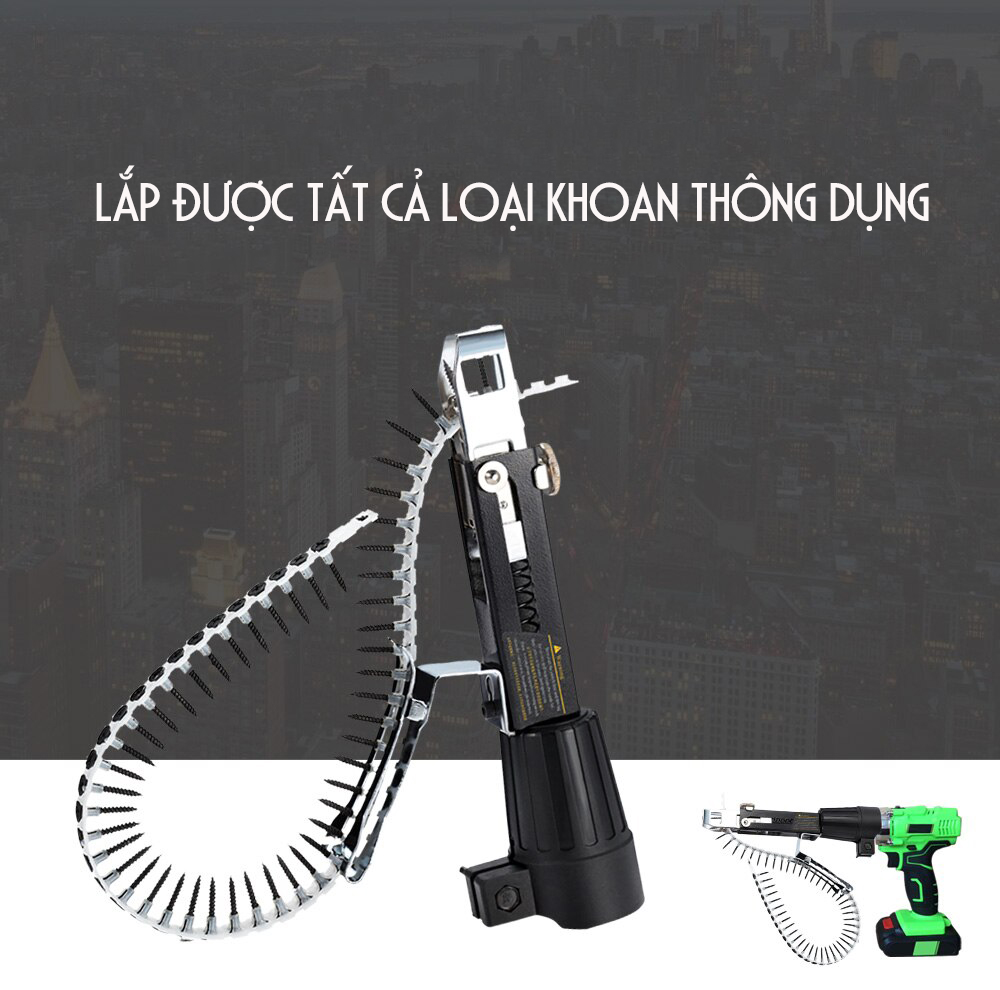 Bộ Đầu Súng Kit Bắn Vít Liên hoàn siêu nhanh lên Gỗ, Ván, Pallet, Thạch Cao – Phụ kiện Lắp Máy Khoan tiết kiệm 30 lần sức lực, tiết kiệm 20% chi phí, gọn gàng siêu tiện dụng