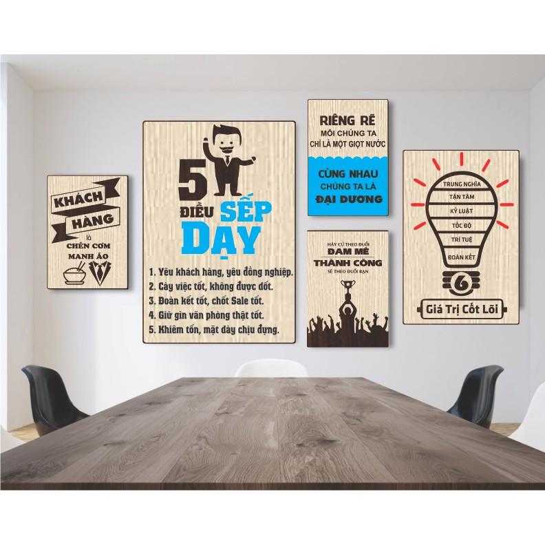 Tranh bằng Gỗ MDF phòng khách Tranh Treo Tường Văn Phòng Decor Trang Trí- 5 Điều Sếp Dạy