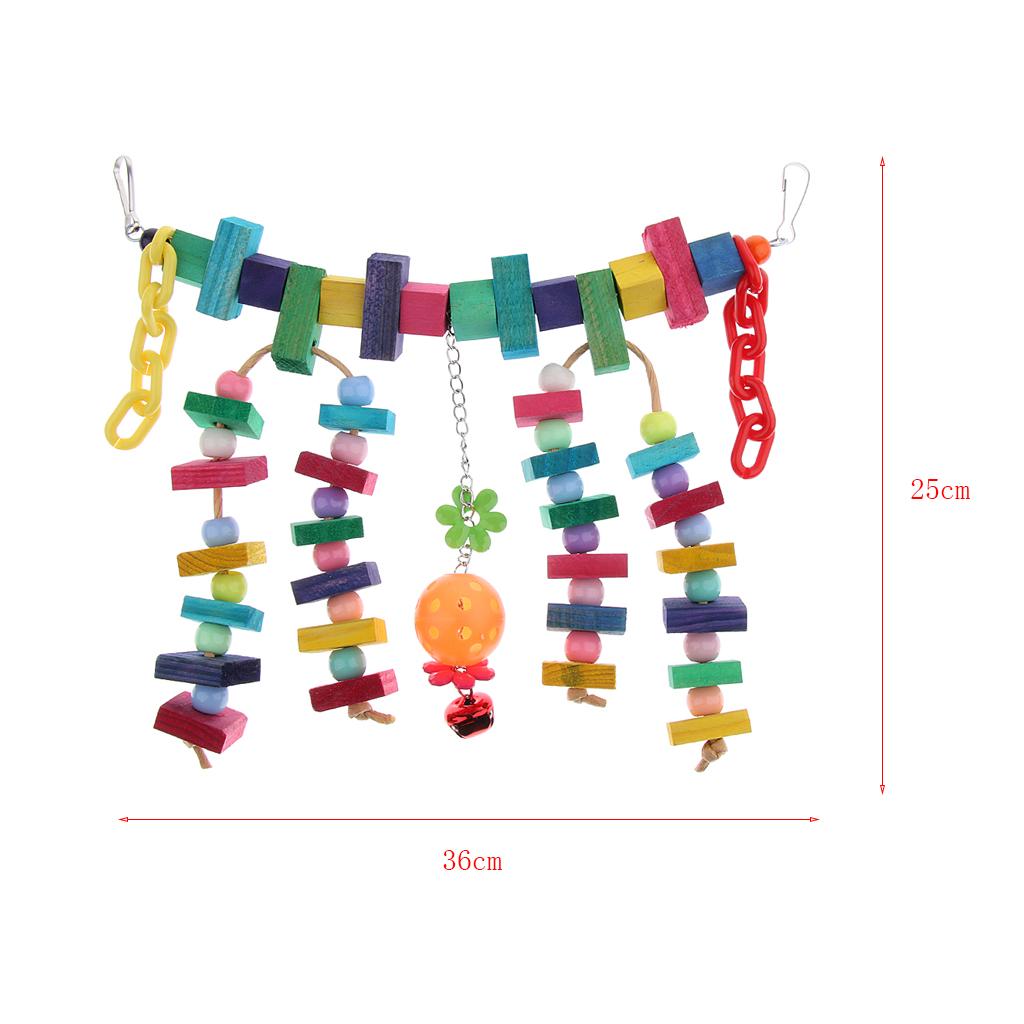 Parrot Cage Toy Bird Ladder Colorful Wooden Chain Flexible Bridge Chew Toy