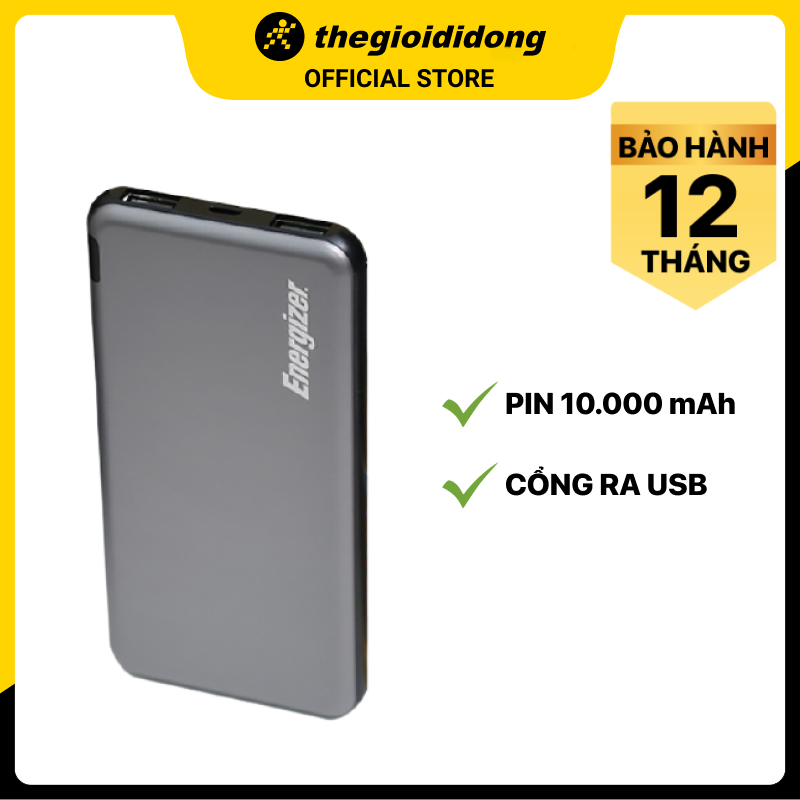 Pin sạc dự phòng Polymer 10.000 mAh Energizer Chiến Binh II UE10046 - Hàng chính hãng