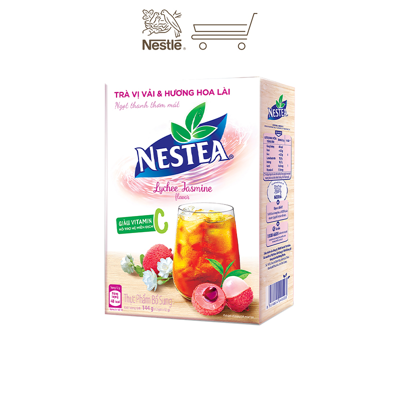 [Tặng 1 ly thủy tinh Nestea] Combo 2 hộp trà Nestea vị vải &amp; hương hoa lài (Hộp 12 gói x 12g)