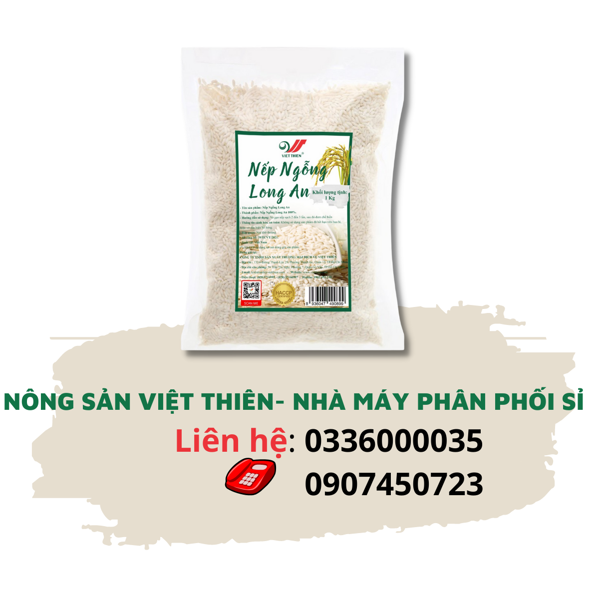 Nếp Ngỗng Long An Việt Thiên 1kg, nhà máy sản xuất và phân phối nông sản Việt Thiên, giá rẻ