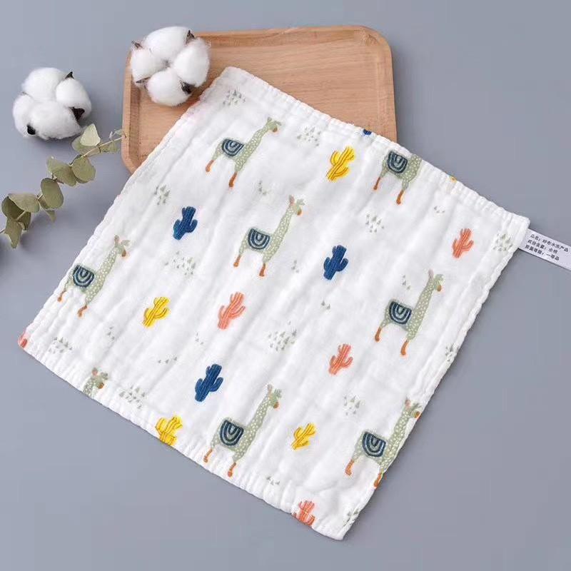 1 chiếc khăn sữa rửa mặt 6 lớp NHĂN HỌA TIẾT cho bé sơ sinh