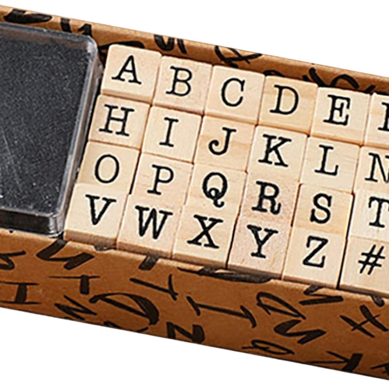 40 Pcs Wooden Rubber Stamp Letters Alphabets, Number and Letter Symbol Alphabet Mini Stamps for Clay Crafts, Card Making, Kids Painting