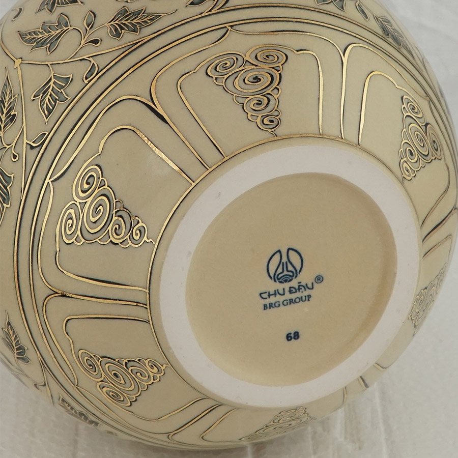 Bình giọt ngọc gốm Chu Đậu (S5) - Kích thước F19 x H23 (cm)