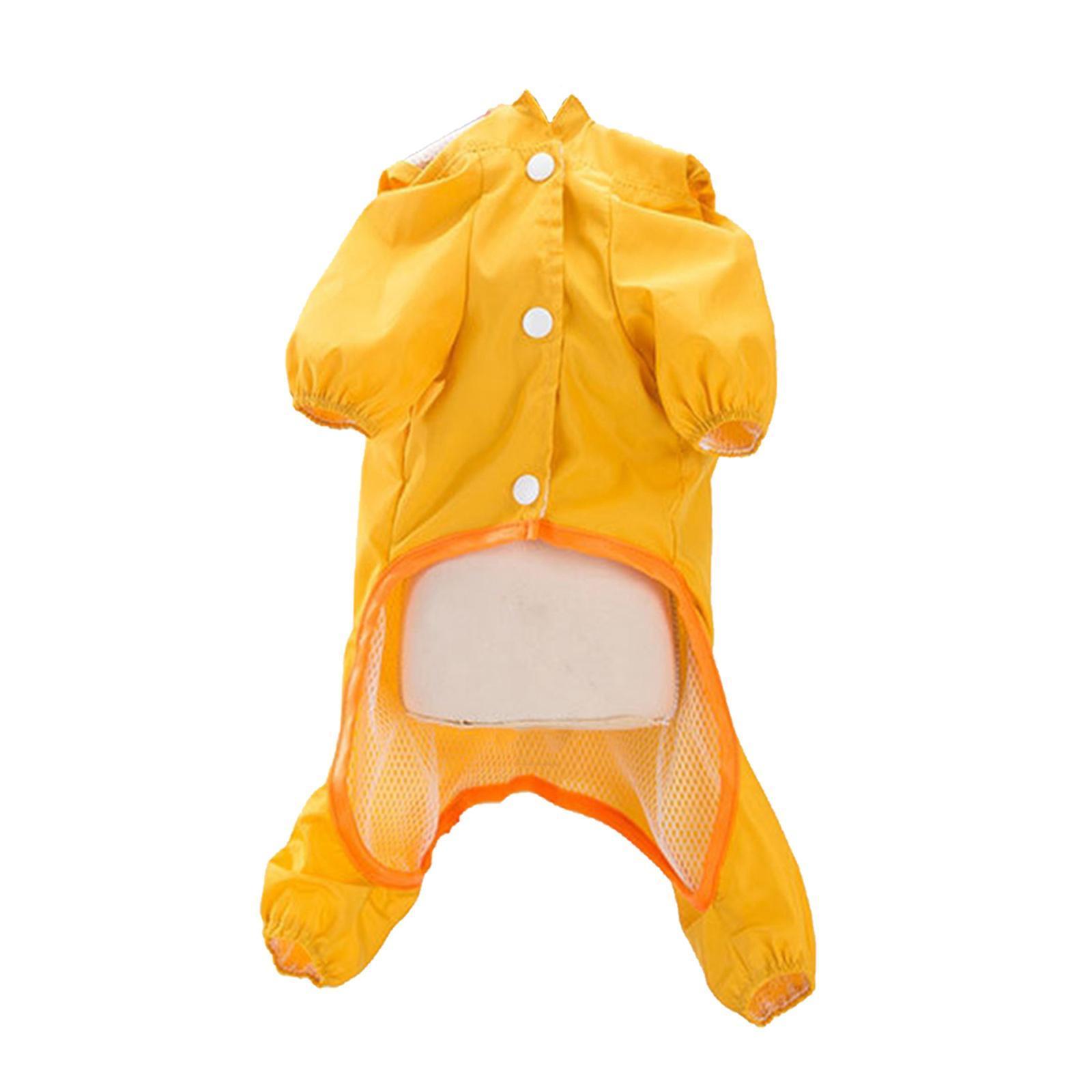 Dog Rain Coat Waterproof Bichon Raincoat Clothes Hooded Slicker Yellow M